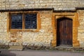 Crooked window panes on medieval house