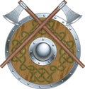 Croosed viking battle axes and shield
