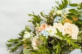 crop of a bridal bouquet with white copy space. Royalty Free Stock Photo