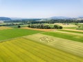 Crop circle in wheat field in Canton Bern, Switzerland Royalty Free Stock Photo