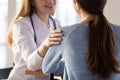 Close up of female doctor support patient at consultation