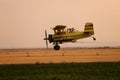 A crop duster aircraft against a sunrise sky.. Royalty Free Stock Photo