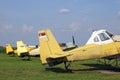 Crop duster airplanes on airfield Royalty Free Stock Photo