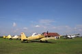 Crop duster airplanes on airfield Royalty Free Stock Photo