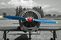 Crop duster with blue propeller Royalty Free Stock Photo