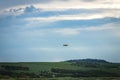 A crop duster flying on a sugar cane field Royalty Free Stock Photo