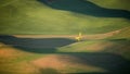 Crop Duster making a wide turn in the Palouse Royalty Free Stock Photo