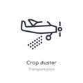 crop duster outline icon. isolated line vector illustration from transportation collection. editable thin stroke crop duster icon Royalty Free Stock Photo
