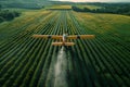 Crop Duster Spraying Crops in Field Royalty Free Stock Photo