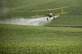 Crop Duster spraying a farm field. Royalty Free Stock Photo