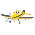 Crop Duster transportation cartoon character perspective view vector illustration Royalty Free Stock Photo