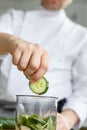 Crop faceless shot of chef cooking