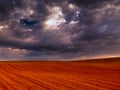 Crop field and stormy sky II