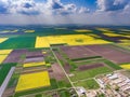 Crop fields aerial view from above Royalty Free Stock Photo