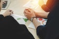 Crop image of business people group working and meeting brainstorm planning new project on desk in meeting room, team designer, cr Royalty Free Stock Photo