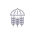 crop insurance line icon on white, vector