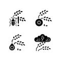 Crop loss reasons black glyph icons set on white space