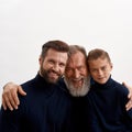 Crop portrait of three generations of men together