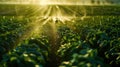 The Crop Row Irrigation.AI generated image Royalty Free Stock Photo