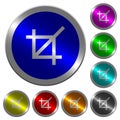Crop tool luminous coin-like round color buttons
