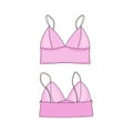 Crop top, bustier. Front and back views. Vector illustration