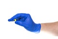 Crop doctor in latex glove giving medicine