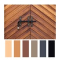 Crop view of an antique wooden locked door in a colour palette