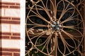 Crop view of architecture detail - antique wrought iron window