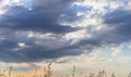 Cropfield Sky with clouds and sunlight at sunset. colorful and c
