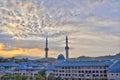 Cropped Building, Mosque, Sunset Background, Minarets