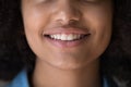 Cropped closeup face view lower part of beautiful African girl