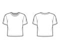 Cropped cotton-jersey t-shirt technical fashion illustration with relaxed fit, crew neckline, short sleeves. Flat