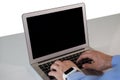 Cropped hands of businessman using laptop computer Royalty Free Stock Photo