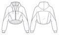 Cropped Hoodie Sweatshirt technical fashion illustration.
