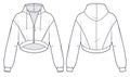 Cropped Hoodie Sweatshirt technical fashion illustration.