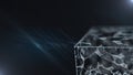 Cropped illuminating blockchain 3d rendering transparent cube with binary data. Royalty Free Stock Photo