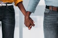 cropped image of african american couple holding hands at home Royalty Free Stock Photo