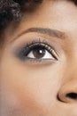 Cropped image of African American woman with eye makeup Royalty Free Stock Photo