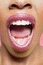Cropped image of African American woman with mouth open Royalty Free Stock Photo