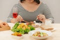 Cropped image of asian woman have breakfast Royalty Free Stock Photo