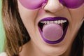 cropped image of girl with purple lips Royalty Free Stock Photo