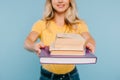 cropped image of girl showing books Royalty Free Stock Photo