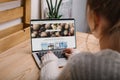 cropped image of girl sitting with laptop with loaded Royalty Free Stock Photo