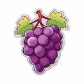 Vibrant Cartoonish Grape Icon With Vintage Cut-and-paste Style