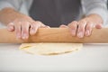 cropped image hands rolling pastry Royalty Free Stock Photo