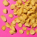 Cropped image of heap of tasty potato chips