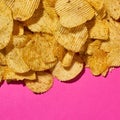 Cropped of heap of tasty and appetizing chips