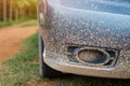 Cropped image of muddy car at front Royalty Free Stock Photo