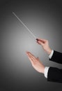 Music Conductor`s Hands Holding Baton Royalty Free Stock Photo