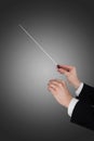 Music Conductor`s Hands Holding Baton Royalty Free Stock Photo